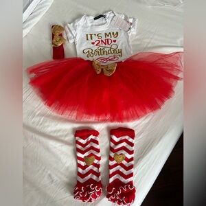 Red and Gold 2nd Birthday Tutu outfit